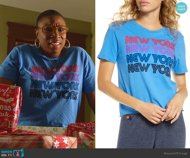 Aviator Nation New York Repeat Graphic Boyfriend Tee worn by Henrietta Wilson (Aisha Hinds) on 9-1-1