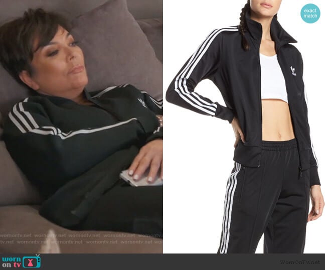 Adidas Firebird Recycled Tricot Track Jacket worn by Kris Jenner on Keeping Up with the Kardashians