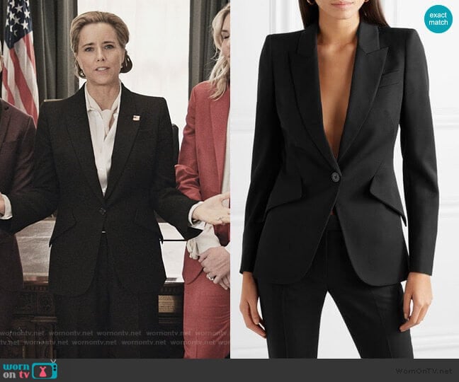Alexander McQueen Peak Shoulder Blazer worn by Elizabeth McCord (Téa Leoni) on Madam Secretary