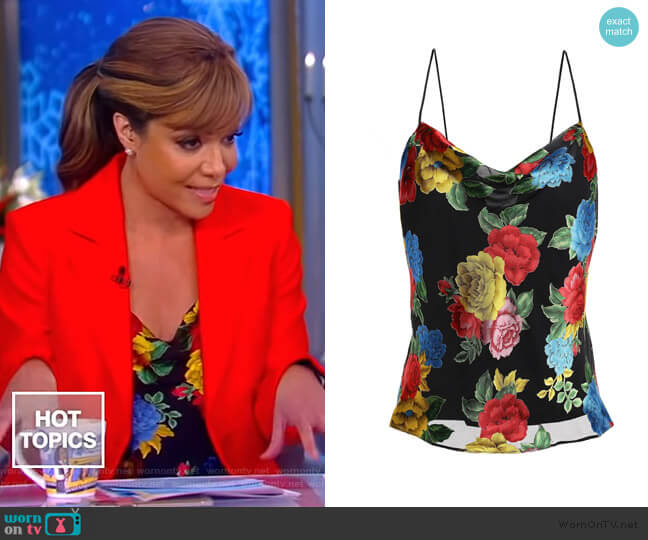 Alice + Olivia Camellia Bouquet devoré-chiffon camisole worn by Sunny Hostin on The View