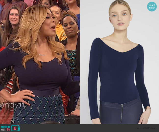 Alice + OIivia Lynetta Long Sleeve Bodysuit worn by Wendy Williams on The Wendy Williams Show