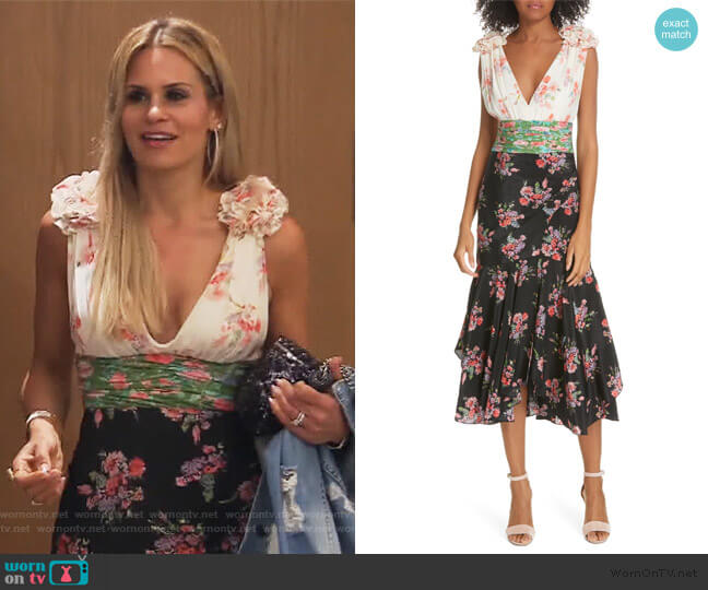 Amur Lolly Floral Print Silk Dress worn by Jackie Goldschneider on The Real Housewives of New Jersey