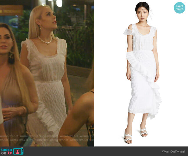 Anais Jourden Layered Slip Dress with Ruffles worn by Kameron Westcott on The Real Housewives of Dallas