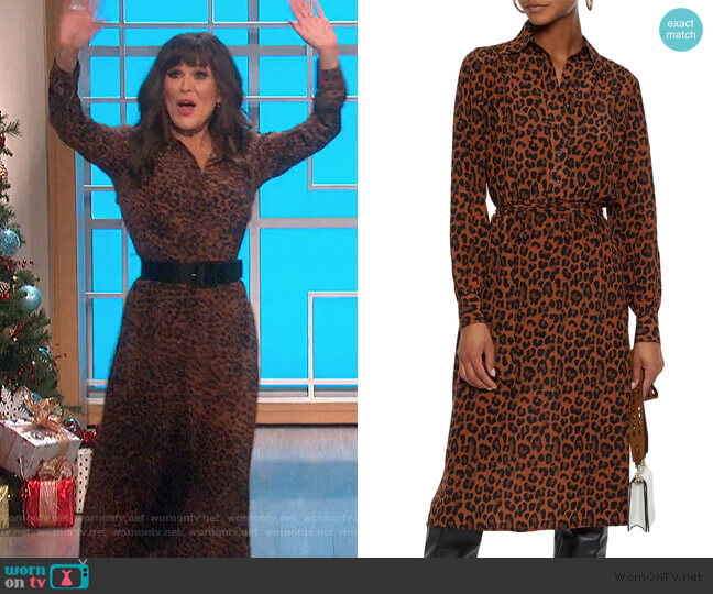 Antik Batik Gart belted leopard-print silk shirt dress worn by Marie Osmond on The Talk