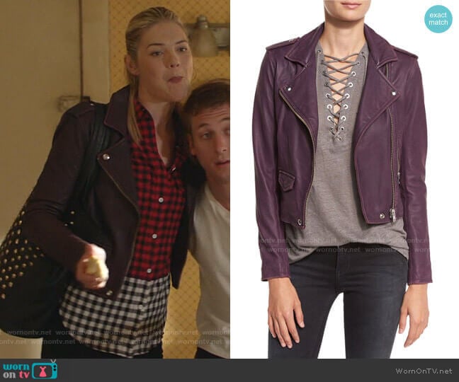 Iro Ashville Leather Moto Jacket worn by Tami Tamietti (Kate Miner) on Shameless