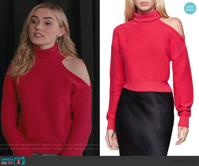 BCBGeneration Contrast Cutout Turtleneck Sweater worn by Taylor Otto (Meg Donnelly) on American Housewife