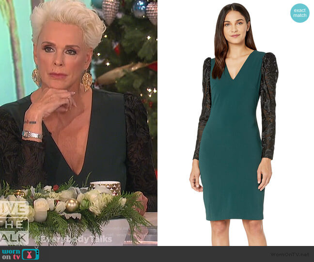 Badgley Maschka V-Neck Balloon Sleeve Cocktail Dress