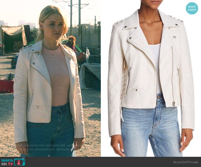 Blank NYC Lace-Up Faux Leather Moto Jacket worn by Karolina Dean (Virginia Gardner) on Marvels Runaways