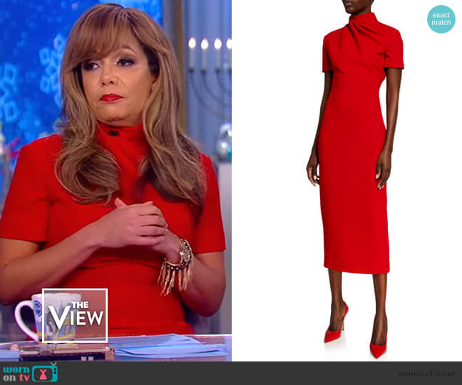 Brandon Maxwell Draped wool-crepe midi dress worn by Sunny Hostin on The View