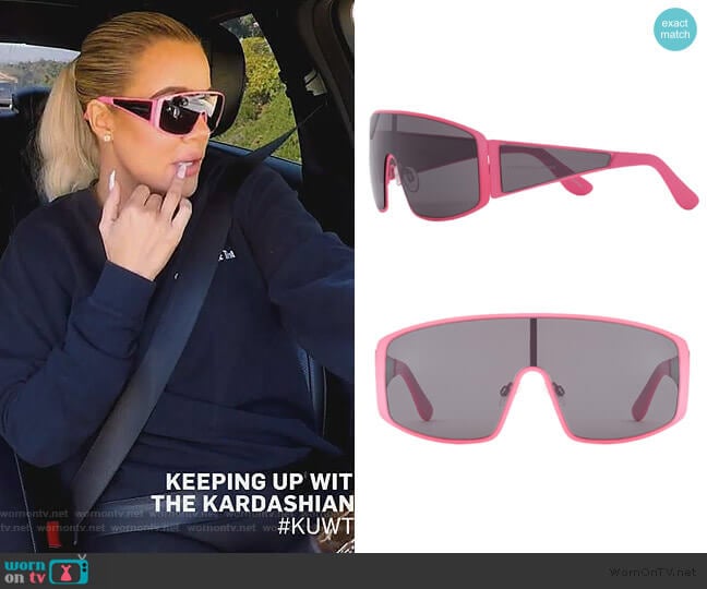 Carolina Lemke x KKW Gemini 140mm Shield Sunglasses worn by Khloe Kardashian on Keeping Up with the Kardashians