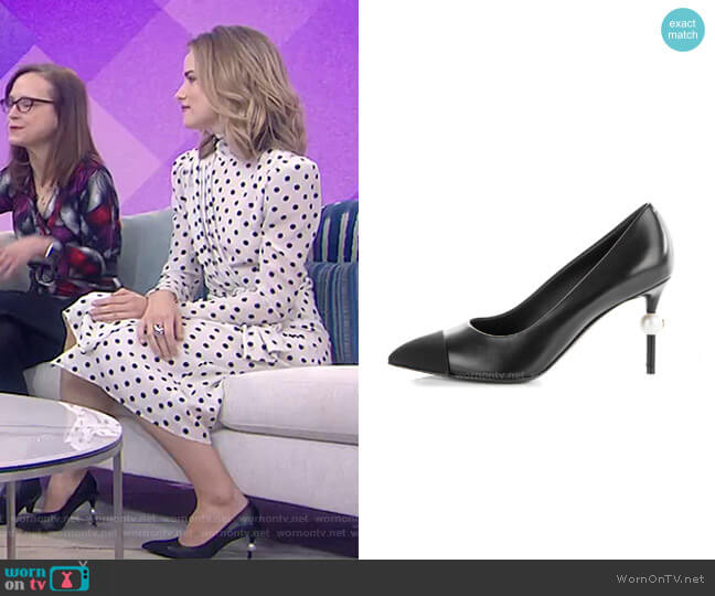 Chanel Goatskin Grosgrain Cap Toe Pearl Pumps