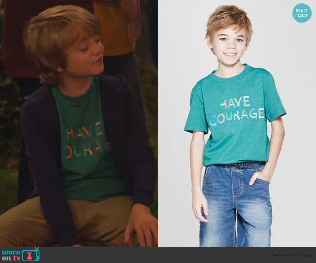 Cat & Jack Have Courage short sleeve t-shirt worn by Finn Sawyer (Will Buie Jr) on Bunkd