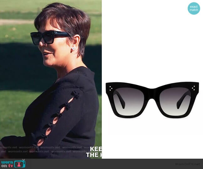 Celine Adjusted Fit 56mm Cat Eye Sunglasses worn by Kris Jenner on Keeping Up with the Kardashians