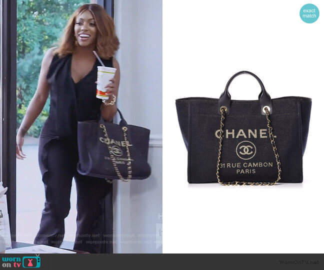 Chanel Lurex Canvas Large Deauville Tote worn by Porsha Williams on The Real Housewives of Atlanta