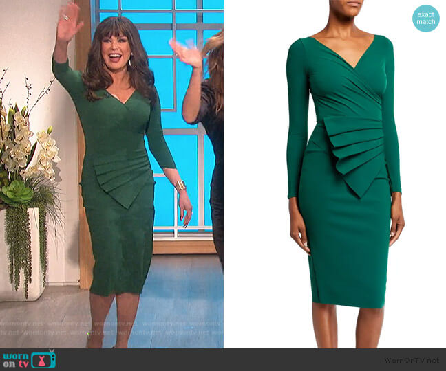 Chiara Boni La Petite Robe V-Neck Long-Sleeve Asymmetric Shirred Detail Dress worn by Marie Osmond on The Talk