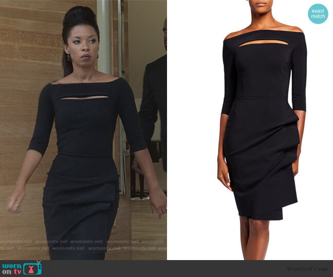 Chiara Boni La Petite Robe Melania Off-the-Shoulder 3/4-Sleeve Dress worn by Catherine Wilder (Angel Parker) on Marvels Runaways
