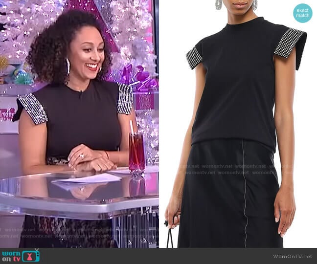 Christopher Kane Crystal-Embellished Top worn by Tamera Mowry on The Real