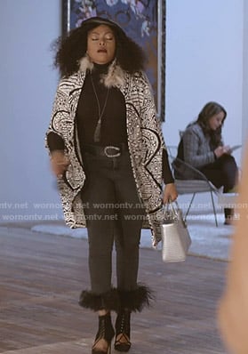 Cookie’s black feather hem jeans on Empire