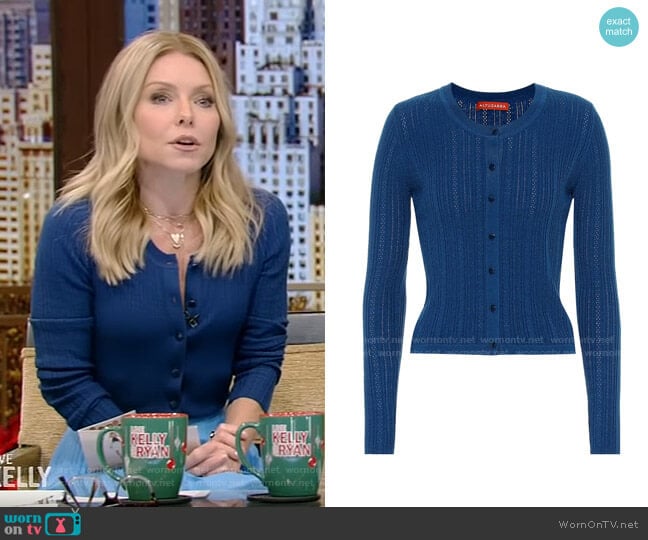 Altuzarra Cygnet Cotton Crop Cardigan worn by Kelly Ripa on Live with Kelly and Mark