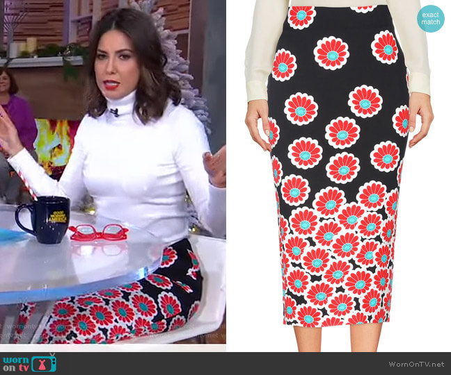 Diane von Furstenberg Printed Pencil Skirt worn by Cecilia Vega on Good Morning America