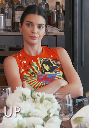 Kendall’s red Dior print tank top on Keeping Up with the Kardashians