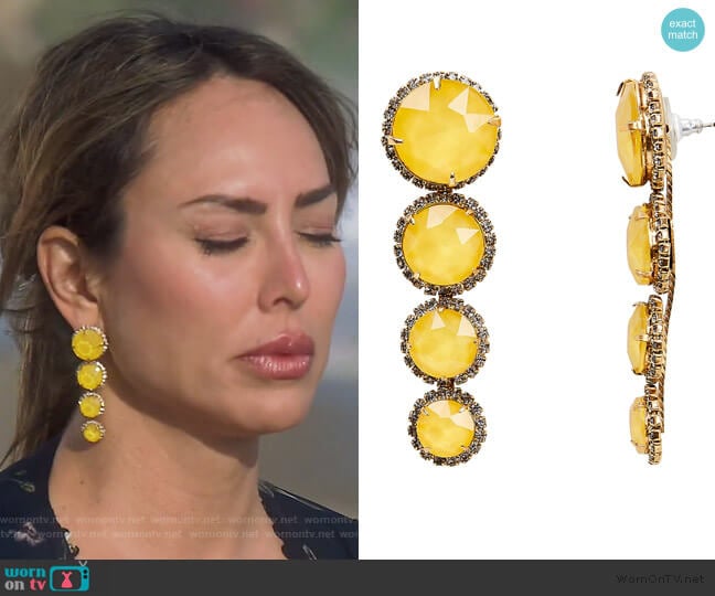 Elizabeth Cole Yellow Graduated Drop Earrings worn by Kelly Dodd on The Real Housewives of Orange County