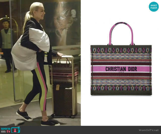 Christian Dior Embroidered Book Tote Bag worn by Kameron Westcott on The Real Housewives of Dallas