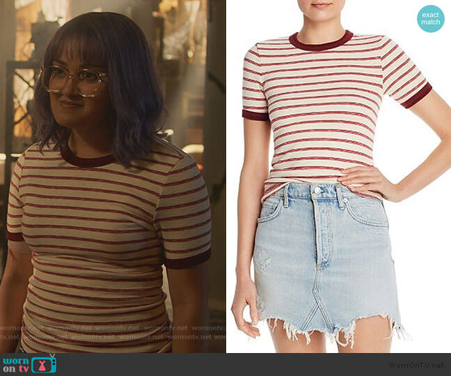 Enza Costa Striped Ringer Tee worn by Gert Yorkes (Ariela Barer) on Marvels Runaways