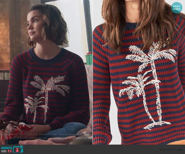 Faherty Stripe Palm Sweater worn by Callie Foster (Maia Mitchell) on Good Trouble