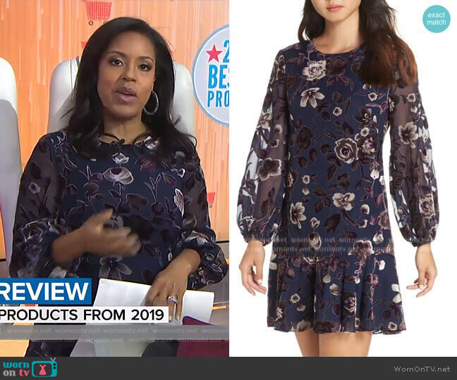 Eliza J Floral Chiffon Shift Dress worn by Sheinelle Jones on Today