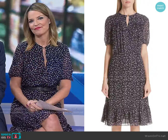 Altuzarra Floral Print Ruffle Hem Dress worn by Savannah Guthrie on Today