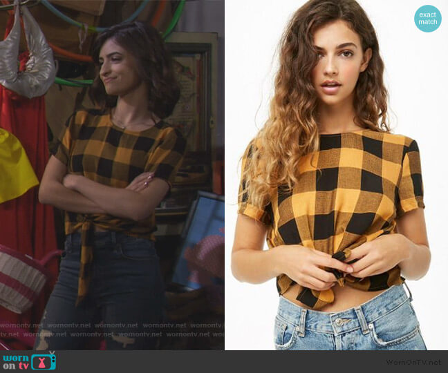 Forever 21 Tie Front Plaid Top worn by Ramona Gibbler (Soni Nicole Bringas) on Fuller House
