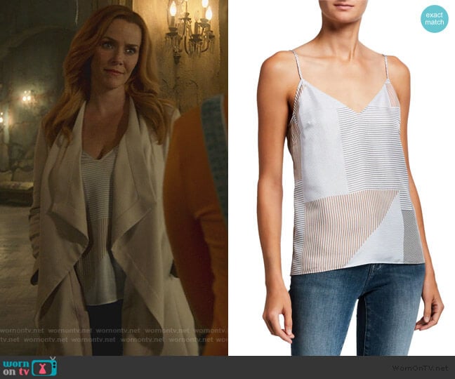 Frame Striped V-Neck Silk Cami worn by Leslie Dean (Annie Wersching) on Marvels Runaways