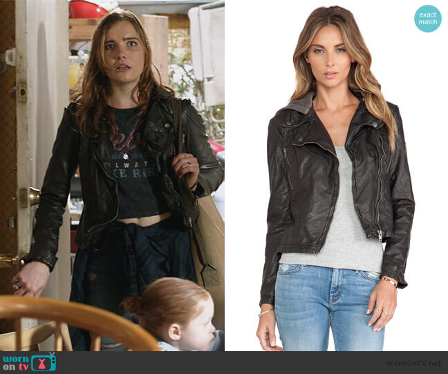 Free People Vegan Leather Hooded Moto Jacket