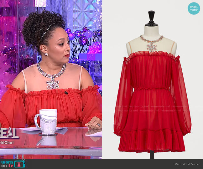 Giambattista Valli x H&M Cold Shoulder Dress worn by Tamera Mowry on The Real