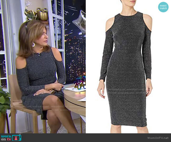 Maggy London Geo Lurux Novelty Cold Shoulder Dress worn by Hoda Kotb on Today