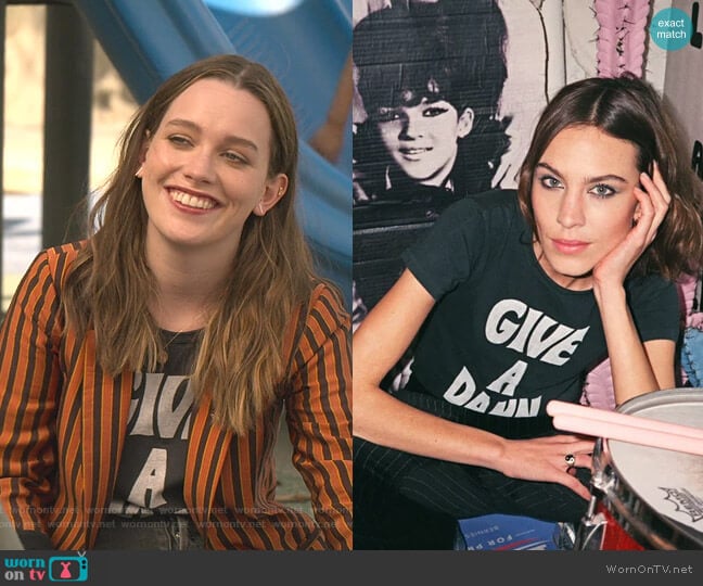 The Deep End Club Give a Damn T-shirt worn by Love Quinn (Victoria Pedretti) on You