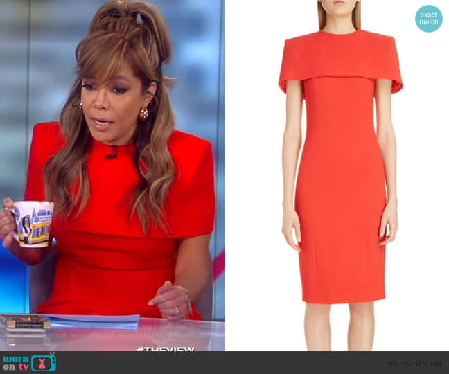 Givenchy Wool Sheath Dress with Removable Cape worn by Sunny Hostin on The View