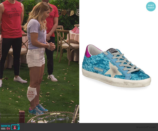 Golden Goose Sequined Superstar Low-Top Sneakers worn by DJ Tanner-Fuller (Candace Cameron Bure) on Fuller House