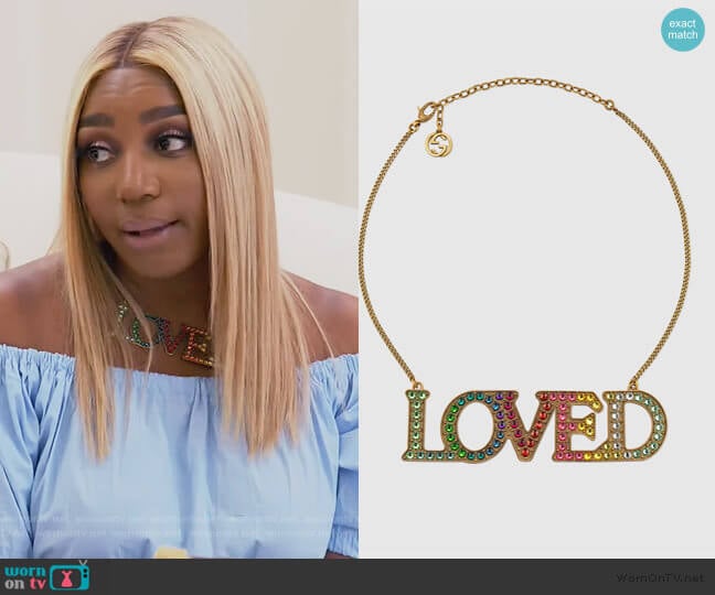 Gucci Loved Necklace with Crystals worn by Nene Leakes on The Real Housewives of Atlanta