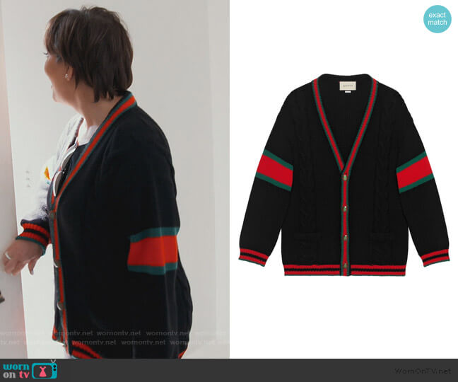 Gucci Oversize cable knit Cardigan worn by Kris Jenner on Keeping Up with the Kardashians