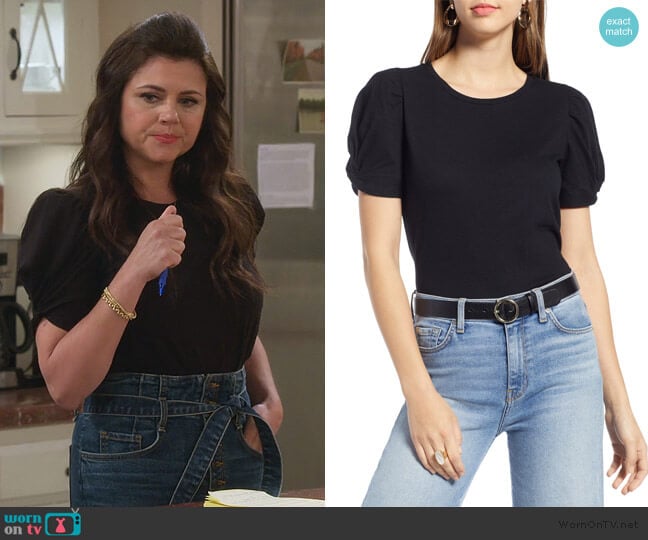 Halogen Twisted Puff Sleeve Tee worn by Lori Mendoza (Tiffani Thiessen) on Alexa & Katie