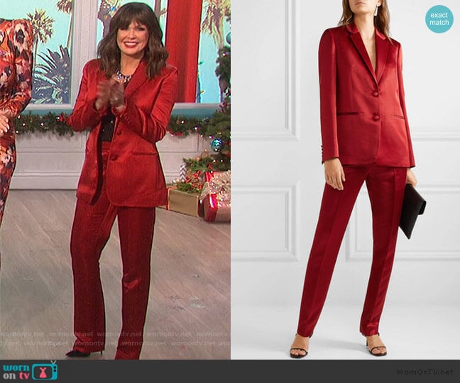 Helmut Lang Satin blazer worn by Marie Osmond on The Talk