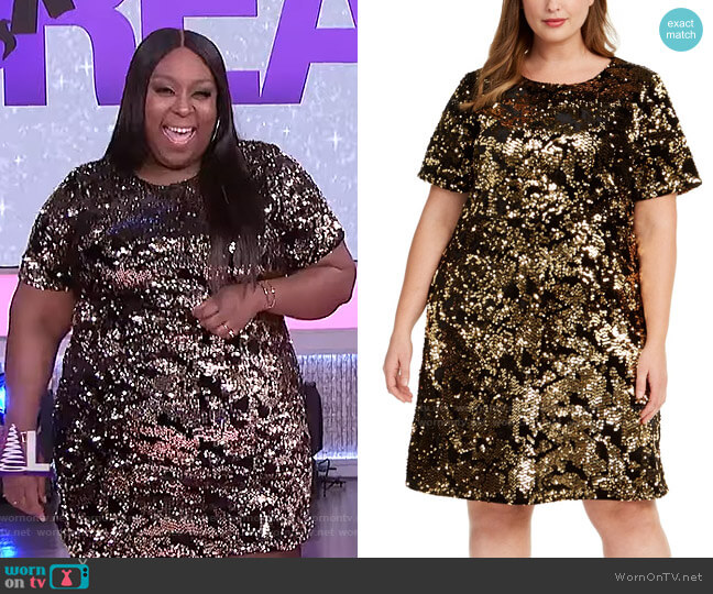 INC International Concepts Plus Size Two-Tone Sequin Dress worn by Loni Love on The Real