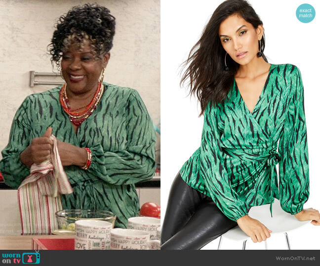 INC International Concepts Zebra-Print Wrap Top
