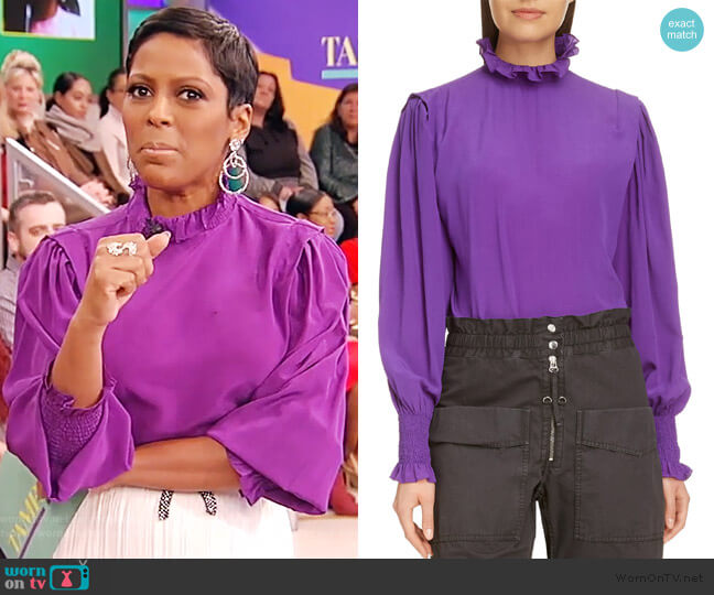Isabel Marant Etoile Yoshi Puff Sleeve Top worn by Tamron Hall on Tamron Hall Show