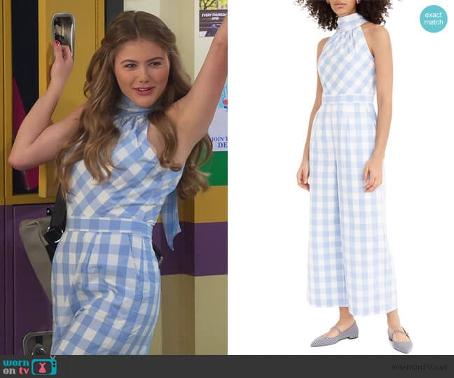 J. Crew Gingham High Neck Cotton Poplin Jumpsuit worn by Gwenny (Kerri Medders) on Alexa & Katie