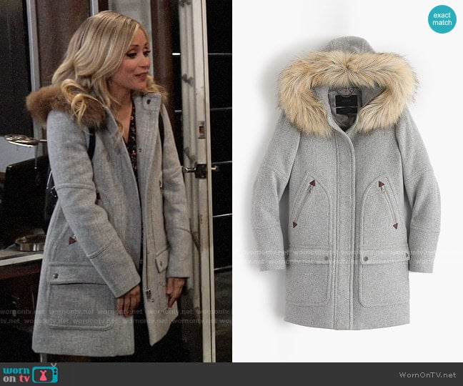 J. Crew Chateau parka in stadium-cloth worn by Lulu Spencer Falconeri (Emme Rylan) on General Hospital