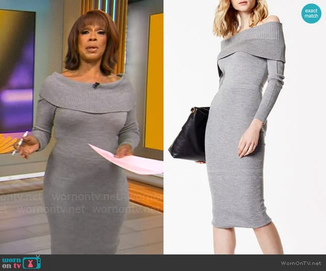 Karen Millen Bardot Midi Dress worn by Gayle King on CBS Mornings