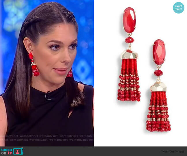 Kendra Scott Dove Tassel Earrings worn by Abby Huntsman on The View